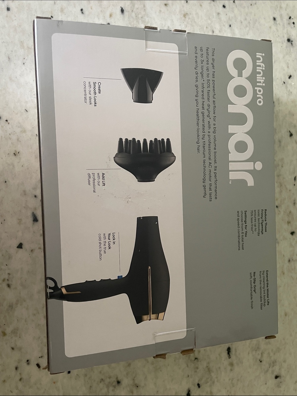 Conair Infiniti Pro Black Hair Dryer with Styling Attachments - Picture 2 of 3